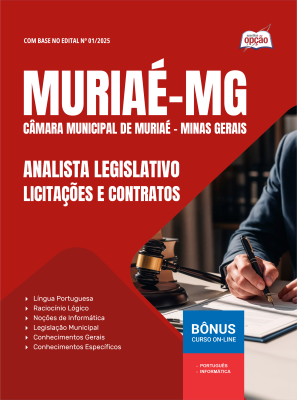 Apostila Câmara de Muriaé - MG 2025 - Analista Legislativo – Licitações e Contratos
