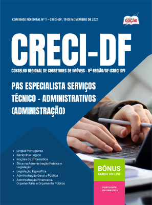 Apostila CRECI-DF em PDF 2026 - PAS Especialista Serviços Técnico-Administrativos (Administração)