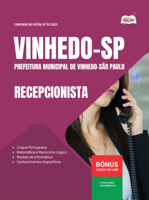 Apostila Prefeitura de Vinhedo - SP 2025 - Recepcionista