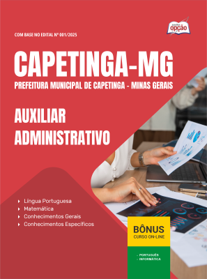Apostila Prefeitura de Capetinga - MG 2025 - Auxiliar Administrativo