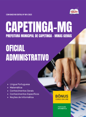 Apostila Prefeitura de Capetinga - MG em PDF 2026 - Oficial Administrativo
