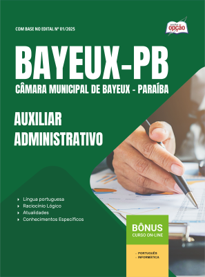 Apostila Câmara de Bayeux-PB em PDF 2026 - Auxiliar Administrativo