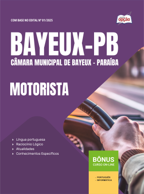 Apostila Câmara de Bayeux-PB em PDF 2026 - Motorista