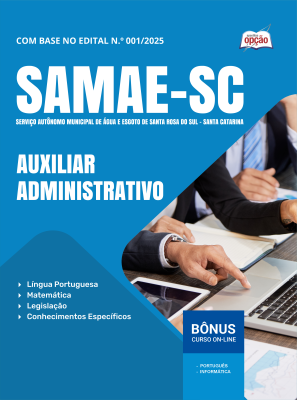 Apostila SAMAE de Santa Rosa do Sul-SC em PDF 2026 - Auxiliar Administrativo