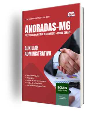 Apostila Prefeitura de Andradas-MG 2025 - Auxiliar Administrativo