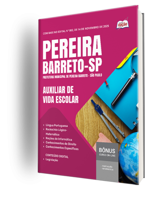 Apostila Prefeitura de Pereira Barreto - SP 2025 - Auxiliar de Vida Escolar
