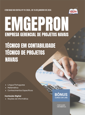 Apostila EMGEPRON em PDF 2026 - Técnico de Projetos Navais - Técnico de Contabilidade