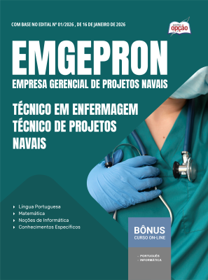 Apostila EMGEPRON em PDF 2026 - Técnico de Projetos Navais - Técnico em Enfermagem