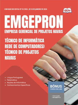 Apostila EMGEPRON em PDF 2026 - Técnico de Projetos Navais - Técnico de Informática