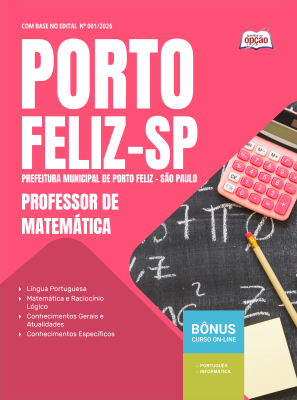 Apostila Prefeitura de Porto Feliz - SP em PDF 2026 - Professor de Matemática