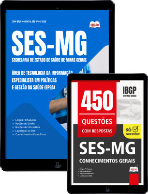 Combo SES-MG 2026 - Especialista em Políticas e Gestão da Saúde (EPGS) - Área de Tecnologia da Informação
