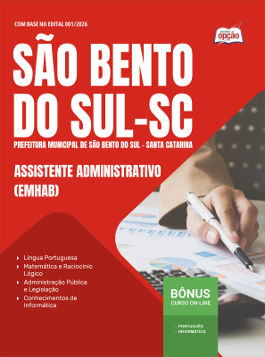 Apostila Prefeitura de São Bento do Sul-SC em PDF 2026 - Assistente Administrativo