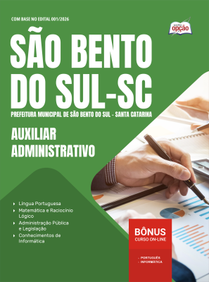 Apostila Prefeitura de São Bento do Sul-SC em PDF 2026 - Auxiliar Administrativo