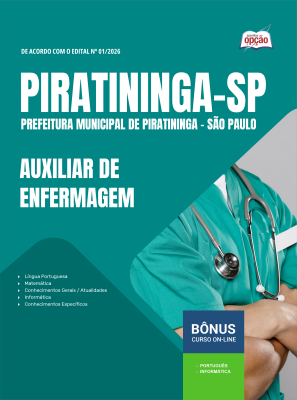 Apostila Prefeitura de Piratininga - SP em PDF 2026 - Auxiliar de Enfermagem