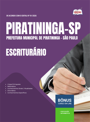 Apostila Prefeitura de Piratininga - SP 2026 - Escriturário