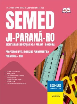 Apostila Prefeitura de Ji-Paraná em PDF - RO 2026 - Professor Nível II (Ensino Fundamental) - Pedagogia - 40h