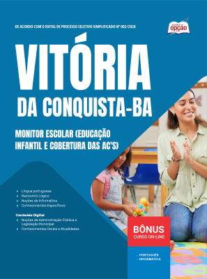 Apostila Prefeitura de Vitória da Conquista - BA 2026 - Monitor Escolar (Educação Infantil e Cobertura das AC'S)