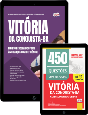 Combo Prefeitura de Vitória da Conquista - BA 2026 - Monitor Escolar (Suporte às Crianças com Deficiência)