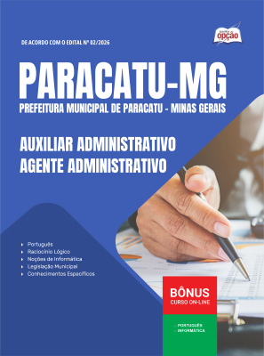 Apostila Prefeitura de Paracatu em PDF - MG 2026 - Auxiliar Administrativo