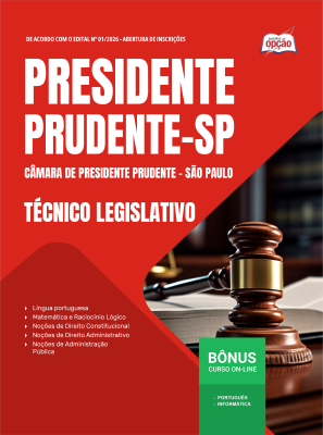 Apostila Câmara de Presidente Prudente-SP 2026 - Técnico Legislativo