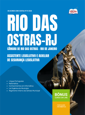 Apostila Câmara de Rio das Ostras-RJ 2026 - Assistente Legislativo e Auxiliar de Segurança Legislativa