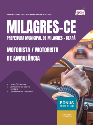 Apostila Prefeitura de Milagres-CE em PDF 2026 - Motorista