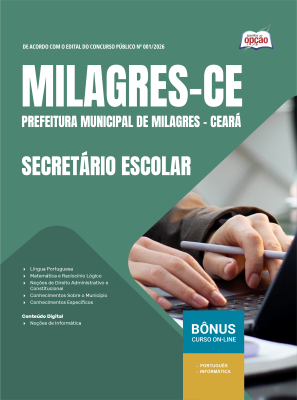 Apostila Prefeitura de Milagres-CE 2026 - Secretário Escolar