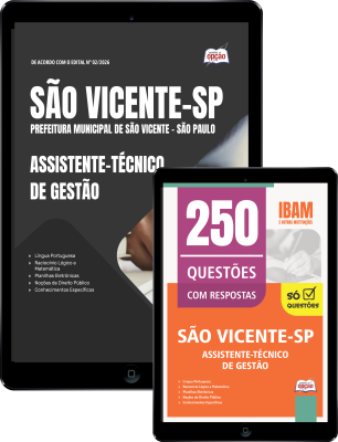 Combo Prefeitura de São Vicente - SP 2026 - Assistente-Técnico de Gestão