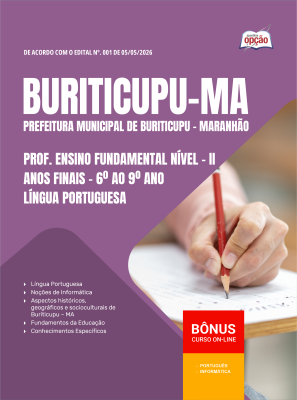 Apostila Prefeitura de Buriticupu-MA 2026 em PDF - Prof. Ens Fund Nível II - Anos Finais - 6º Ao 9º Ano - Língua Portuguesa