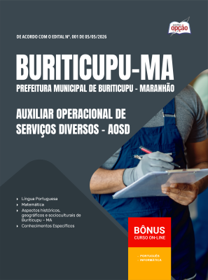 Apostila Prefeitura de Buriticupu-MA 2026 - Auxiliar Operacional de Serviços Diversos - AOSD