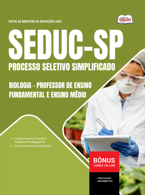 Apostila SEDUC-SP em PDF 2026 - Professor de Ensino Fundamental e Ensino Médio - Biologia