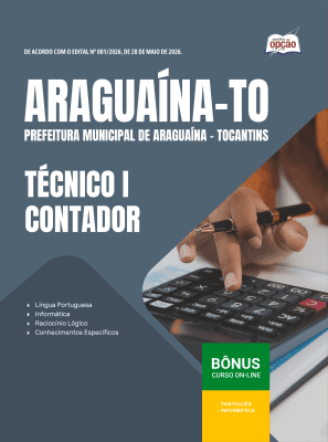 Apostila Prefeitura de Araguaína-TO 2026 em PDF - Técnico I - Contador