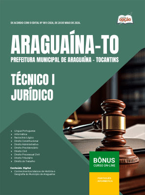 Apostila Prefeitura de Araguaína-TO 2026 - Técnico I - Jurídico