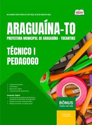 Apostila Prefeitura de Araguaína-TO 2026 em PDF - Técnico I - Pedagogo