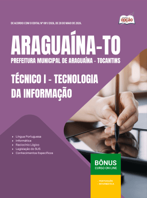 Apostila Prefeitura de Araguaína-TO 2026 em PDF - Técnico I - Tecnologia da Informação