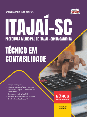 Apostila Prefeitura de Itajaí-SC 2026 em PDF - Técnico em Contabilidade