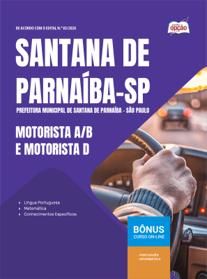 Apostila Prefeitura de Santana de Parnaíba-SP 2026 em PDF - Motorista A/B e Motorista D