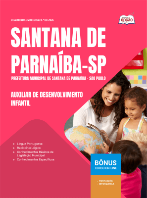 Apostila Prefeitura de Santana de Parnaíba-SP 2026 - Auxiliar de Desenvolvimento Infantil