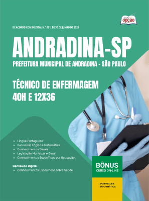 Apostila Prefeitura de Andradina-SP 2026 - Técnico de Enfermagem - 40h e 12x36