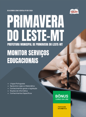 Apostila Prefeitura de Primavera do Leste-MT 2026 - Monitor Serviços Educacionais
