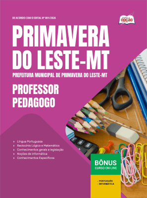 Apostila Prefeitura de Primavera do Leste-MT em PDF 2026 - Professor Pedagogo