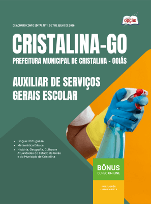 Apostila Prefeitura de Cristalina - GO 2026 - Auxiliar de Serviços Gerais Escolar