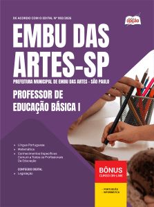 Apostila Prefeitura de Embu das Artes-SP 2026 - Professor de Educação Básica I