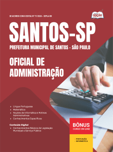 Apostila Prefeitura de Santos - SP 2026 - Oficial de Administração