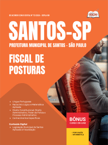 Apostila Prefeitura de Santos em PDF - SP 2026 - Fiscal de Posturas