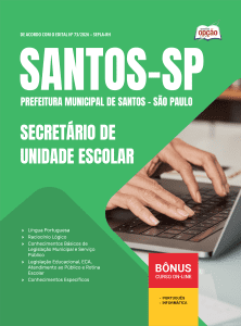 Apostila Prefeitura de Santos - SP 2026 - Secretário de Unidade Escolar