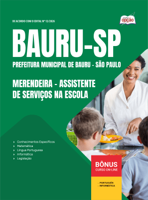 Apostila Prefeitura de Bauru-SP 2026 - Assistente de Serviços na Escola - Merendeira