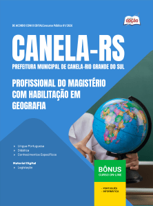 Apostila Prefeitura de Canela-RS 2026 - Profissional do Magistério com Habilitação em Geografia