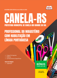 Apostila Prefeitura de Canela-RS 2026 em PDF - Profissional do Magistério com Habilitação em Língua Portuguesa
