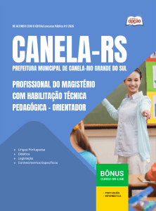 Apostila Prefeitura de Canela-RS 2026 - Profissional do Magistério com Habilitação Técnica Pedagógica - Orientador